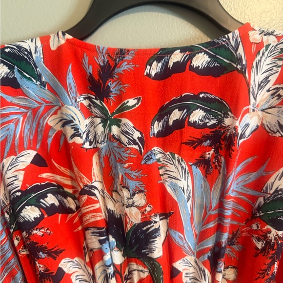 LOFT Orange Tropical Floral Maxi Button Up Dress with Tie Waist size 6 - Picture 11 of 13